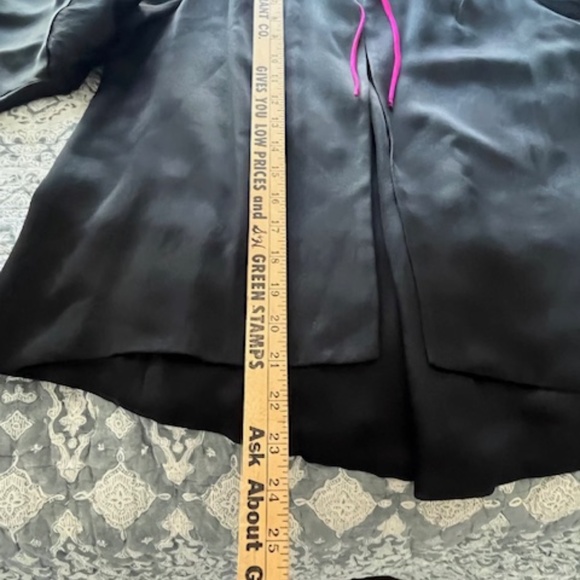 Rare Black Fuchsia Silk Asian-Inspired Open Front Jacket Sz S Dramatic Sleeves - Picture 8 of 10
